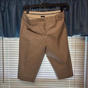 Express Women's Striped Bermudas - Tan and White